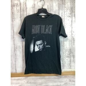 Andy Black Mens T-shirt Pullover Crew Neck Cotton Good as New Size Medium